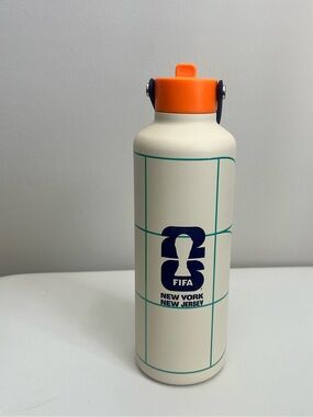 FIFA New York New Jersey Cream & Orange Insulated Water Bottle NEW!!